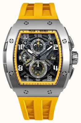 TSAR BOMBA Elemental Series Quartz Chronograph (44.6mm) Black Dial / Yellow FKM Rubber Strap TB8211Q-06