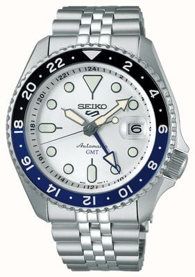 Seiko 5 Sports SKX GMT Sky Blue Silver Cloud Silver White Dial / Stainless Steel Bracelet SSK033K1