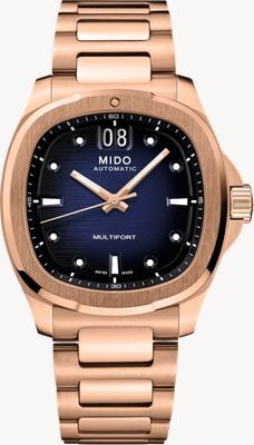 MIDO Multifort TV Big Date Automatic (40mm) Blue Gradient Dial / Rose-Gold PVD Stainless Steel Bracelet M0495263304100