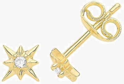 Treasure House 9ct Yellow Gold 8 Point Mini Star Cubic Zirconia Stud Earrings ES1689