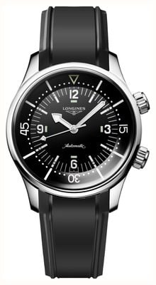 LONGINES Legend Diver Chronometer Certified Automatic (39mm) Black Lacquered Dial / Black Rubber Strap L37644509