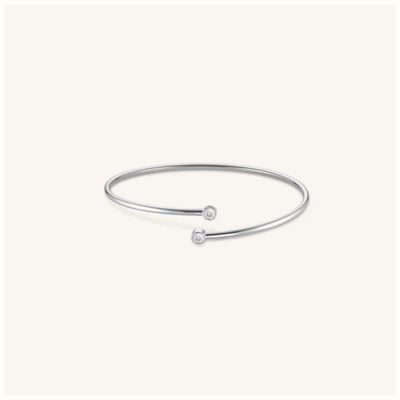 Rosefield Jewellery Double Crystal Silver Stainless Steel Bangle JBDCS-J1214