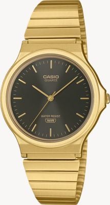 Casio MQ-24 Series Classic (34.9mm) Black Sunray Dial / Gold PVD Stainless Steel Band MQ-24GA-1AEF