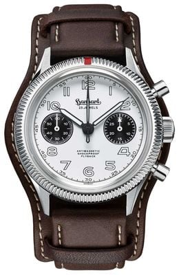 Hanhart 417 ES Flyback Panda (42mm) White Dial / Dark Brown Leather Strap - M H721.201-7110