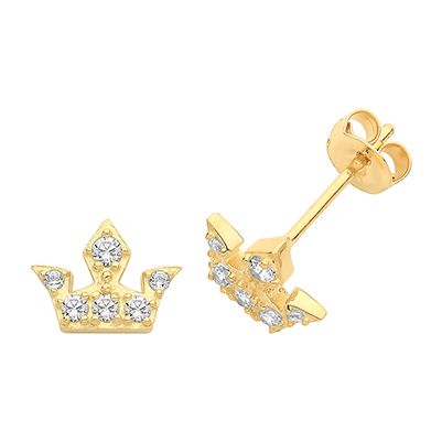 Treasure House ES1628 9ct Yellow Gold Cubic Zirconia Crown Jewellery