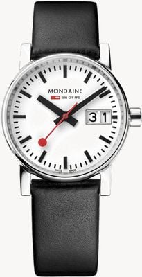 Mondaine Evo2 30mm Big Date Black Vegan Leather Strap Watch MSE.30210.LBV