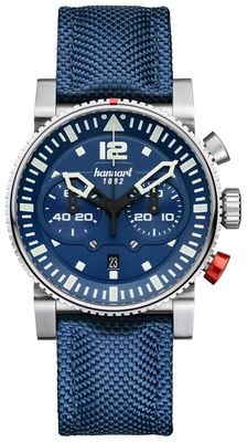 Hanhart PRIMUS Pilot Automatic Chronograph (44mm) Blue Dial / Blue Textile Strap - M 740.270-3320
