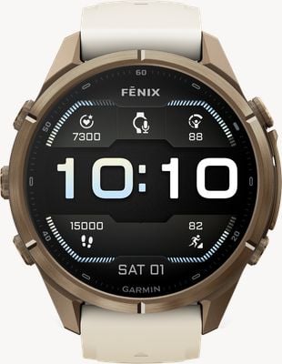 Garmin Fenix 9 Pro 43mm Premium GPS Smartwatch - Autumn Gold Titanium With Cream/French Grey Silicone Watch 010-04335-26