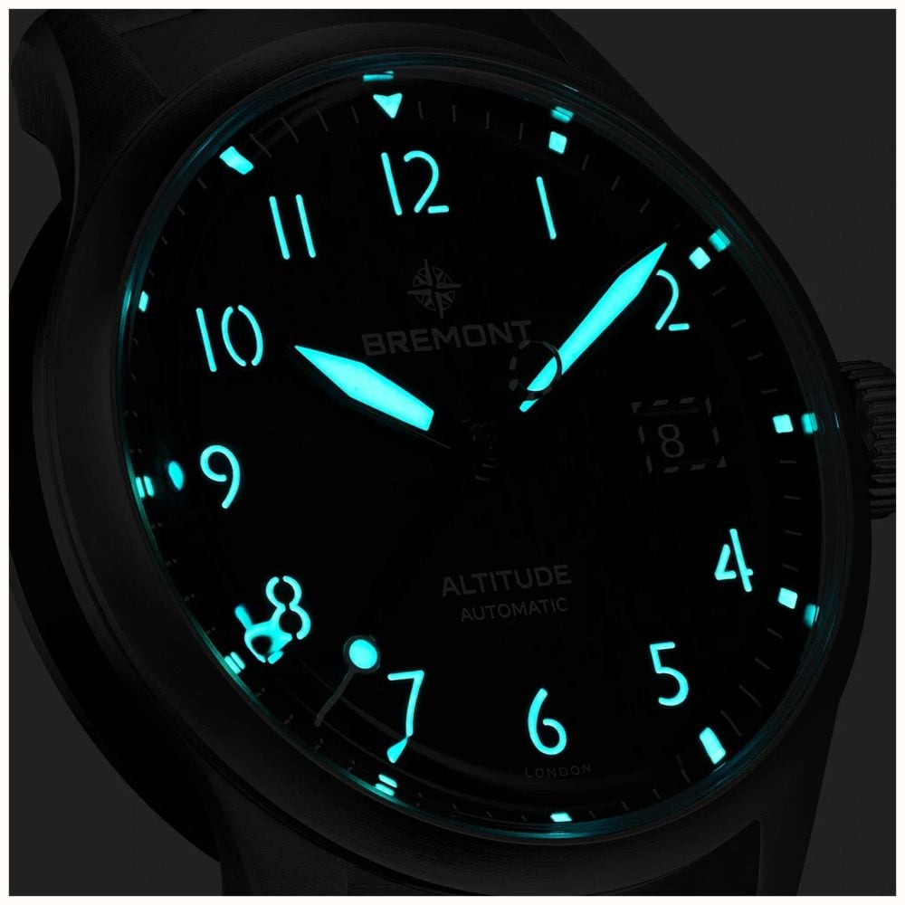 Bremont Altitude Date Automatic (39mm) Brushed Black Galvanic Metal Dial / Black Nubuck Leather Strap ALT39-DT-SS-BK-L-S - alternate view 5