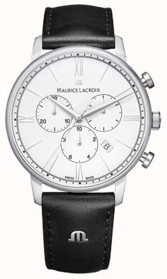 Maurice Lacroix Eliros Chronograph (40mm) White Dial / Black Leather Strap EL1098-SS001-110-2