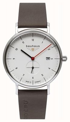 Bauhaus Men's Brown Leather Italian Strap | White Dial 2130-1
