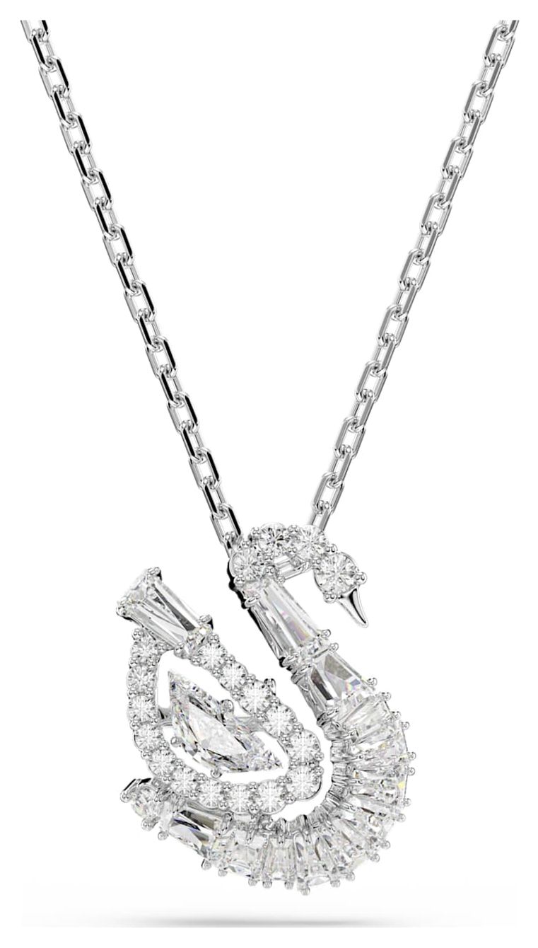 Swarovski 5732412 Swan Pendant, Mixed Cuts, Swan, White Jewellery