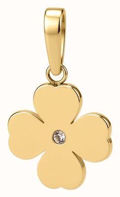 D.LOUISE Gold Plated Clover Disc with CZ Pendant CH14