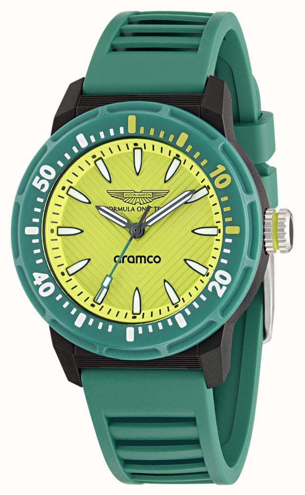 Aston Martin Aramco Formula One™ Team PDK W Quartz (40mm) Yellow Dial / Podium Green Silicone Strap Watch MTFK1F501 - alternate view 2