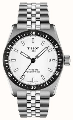 Tissot PR516 Powermatic 80 (38mm) White Dial / Stainless Steel Bracelet T1494071103100