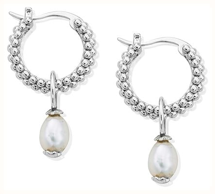 ChloBo TREASURES OF BALI Tale of Tide Freshwater Pearl Hoop Earrings - 925 Sterling Silver SEHSP