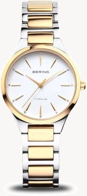 Bering Women's Titanium (30mm) White Dial / Two-Tone Titanium Bracelet 15630-701