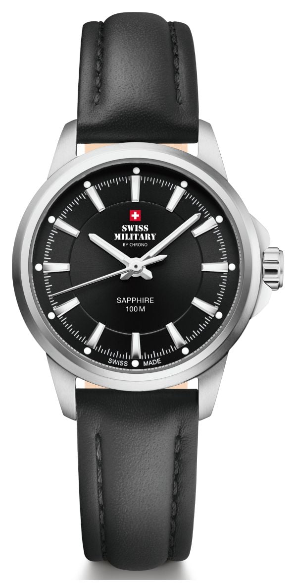 Swiss Military by Chrono SM34105.08 Black Dial Black Leather Watch