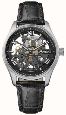 Ingersoll THE MAVERICK Automatic Small-Seconds (40mm) Black Skeleton Dial / Black Leather Strap I17401