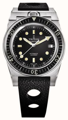 Triton Spirotechnique Sport Automatic (39mm) Black Sunray Lacquered Dial / Black Rubber Strap SPIROTECHNIQUE SPORT