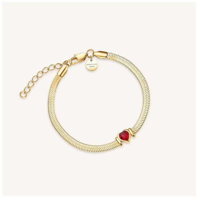 Rosefield Jewellery JBSRG-J1012 Snake Ruby Heart Gold