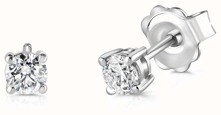 4 Claw Round Brilliant Cut Diamond Stud Earring Platinum ER20-K-PLT