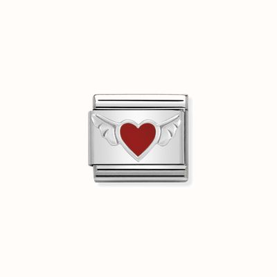 Nomination Composable Classic SYMBOLS In Stainless Steel Enamel And Silver 925 Heart With Wings 330202/01