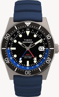 Timex Deepwater Reef 200 GMT (41mm) Black Dial / Blue Synthetic Rubber Strap TW2W75100