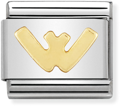 Nomination Classic Letter W 18ct Gold & Steel Charm 030101/23