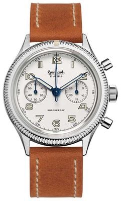 Hanhart 417 ES Moby Dick (42mm) White Dial / Light Brown Leather Strap - M H721.202-8210