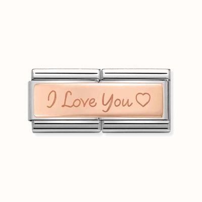 Nomination Composable Classic DOUBLE ENGRAVED Steel And 9k Rose Gold CUSTOM I Love You 430710/04