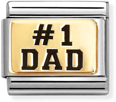 Nomination Classic #1 Dad 18ct Gold & Steel Charm 030166/39