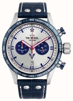 TW Steel Volante Sport Evel Knievel Special Edition (45mm) Sunray Silver Dial / Blue Leather Strap VS136