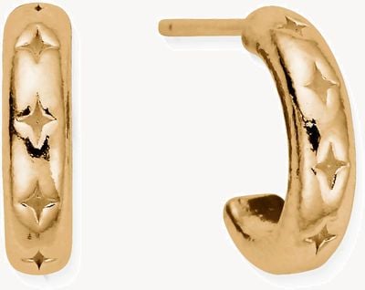 ChloBo Cut Out North Star Huggie Hoop Earrings Gold Plated GEH3323