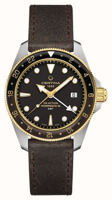 Certina DS Action GMT Powermatic 80 (41mm) Black Dial / Brown Leather Strap C0329292605100