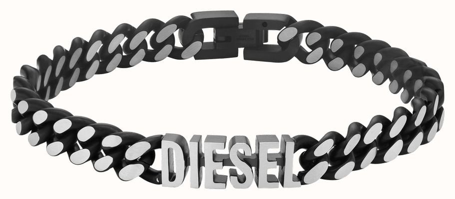 Diesel Men's Diesel Font Logo Black Stainless Steel Chain Bracelet DX1386040