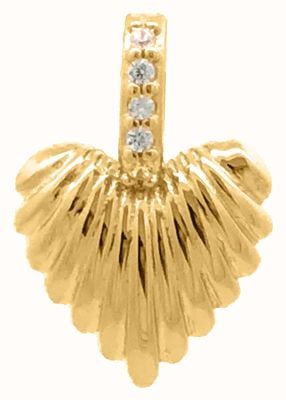Burren Jewellery 18k Gold Plate Small Ribbed Heart Pendant With Cz Attached P1398