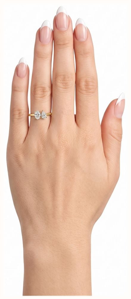 1ct Oval & Pear Lab Grown Diamond 18ct Yellow Gold Toi Et Moi Ring SR3662(LG-YG)18 - alternate view 4