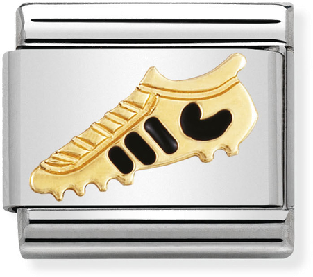Nomination Classic Football Boot 18ct Gold & Steel Enamel Charm 030204/20