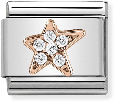 Nomination Classic Symbols In Stainless Steel With 9k Rose Gold And CZ Asymmetric Star Charm 430302/16