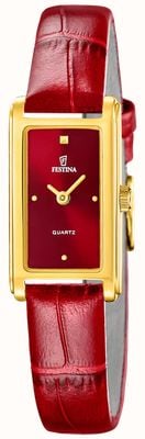 Festina Mademoiselle Quartz (25mm) Red Sunray Dial / Red Leather Strap F20770/3