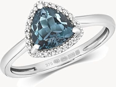 Treasure House 9k White Gold Diamond London Blue Topaz Ring Rd453wlb
