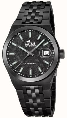 Lotus Automatic Collection (39mm) Black Carbon Effect Dial / Black PVD Stainless Steel Bracelet Watch 19104/1