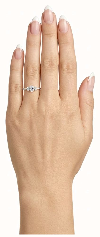 0.69ct Oval Natural Diamond Platinum Trilogy Ring SR150 - alternate view 4