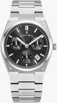 Jacques Du Manoir Horizon Multifunction Quartz (41mm) Black Dial / Stainless Steel Bracelet JWN05701