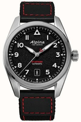 Alpina Startimer Pilot Automatic (40mm) Textured Black Dial / Black Cordura Textile Strap AL-525BW4S36
