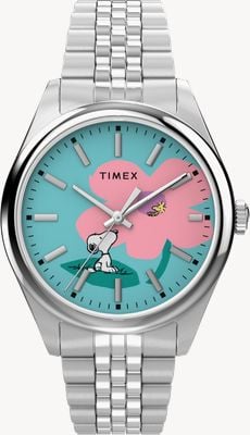 Timex x Peanuts Legacy Snoopy Flower (36mm) Blue & Pink Dial / Stainless Steel Bracelet TW2Y52600