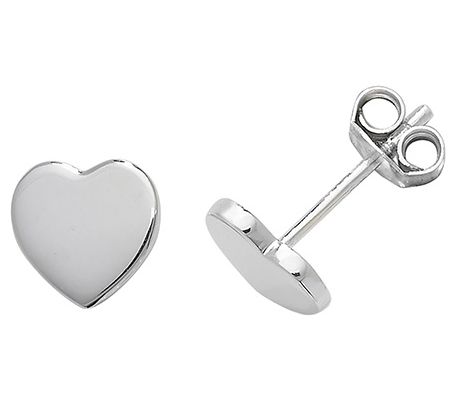 Treasure House G51049 Silver Plain Heart Stud Earrings Jewellery
