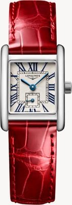 LONGINES Mini DolceVita Quartz (21.5mm) Silver Dial / Red Alligator Leather Strap L52004715