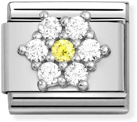 Nomination Composable CL SYMBOLS Steel Cz And Silver 925 RICH WHITE And YELLOW Flower 330322/01